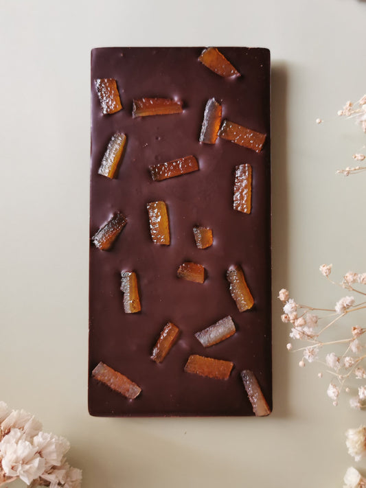 Tablette Chocolat noir Dominica 60% et écorces d'oranges confites